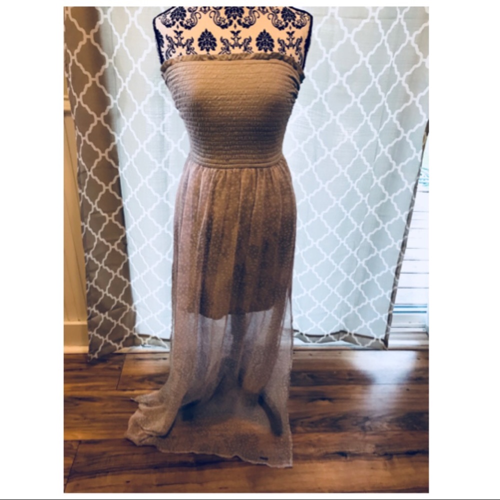 Cute summer illusion strapless dress!